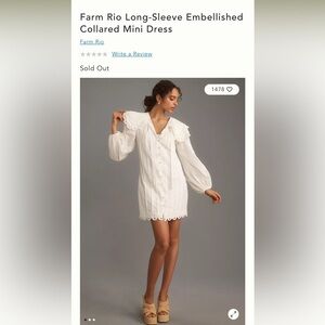 Farm Rio Long-Sleeve Embellished Collared Mini Dress